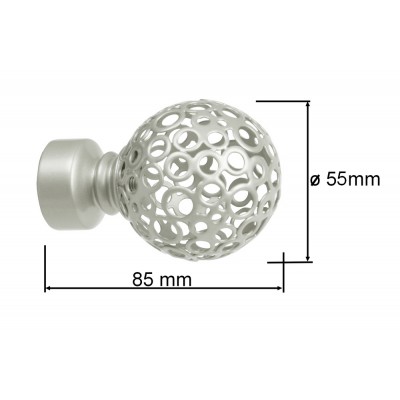 Koncovka pro tyč 25mm Koule Retro stříbrná mat