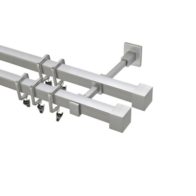 Garnýž kovová hranatá dvouřadá 20x20mm Klasik satina