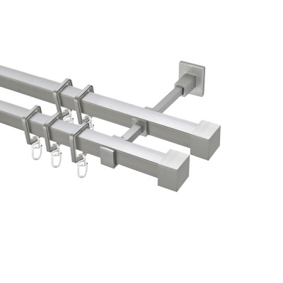 Garnýž kovová hranatá dvouřadá 20x20mm Klasik satina