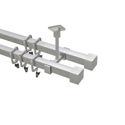 Garnýž kovová hranatá dvouřadá 20x20mm Klasik satina